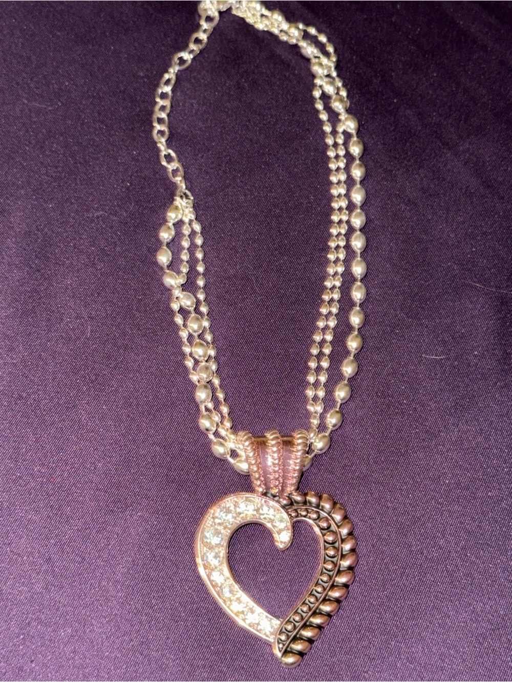 Gold-Tone Heart Pendant Necklace with Clear Crystals - Women Jewelry